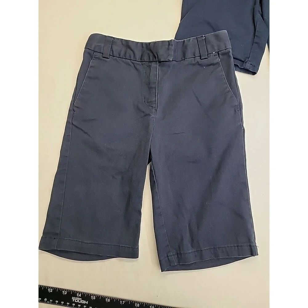 4 Pair Girl's Size 7 Navy Blue Uniform Shorts Cat Jack Arrow Gymboree Adjustable